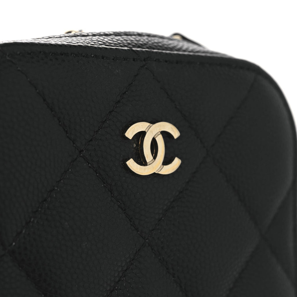 Caviar Quilted Phone Holder Wallet On Chain WOC Black