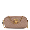 Calfskin Matelasse Mini GG Marmont Chain Crossbody Bag Porcelain Rose