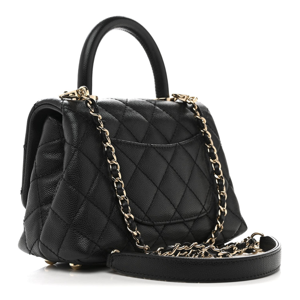 Caviar Quilted Extra Mini Coco Handle Flap Black