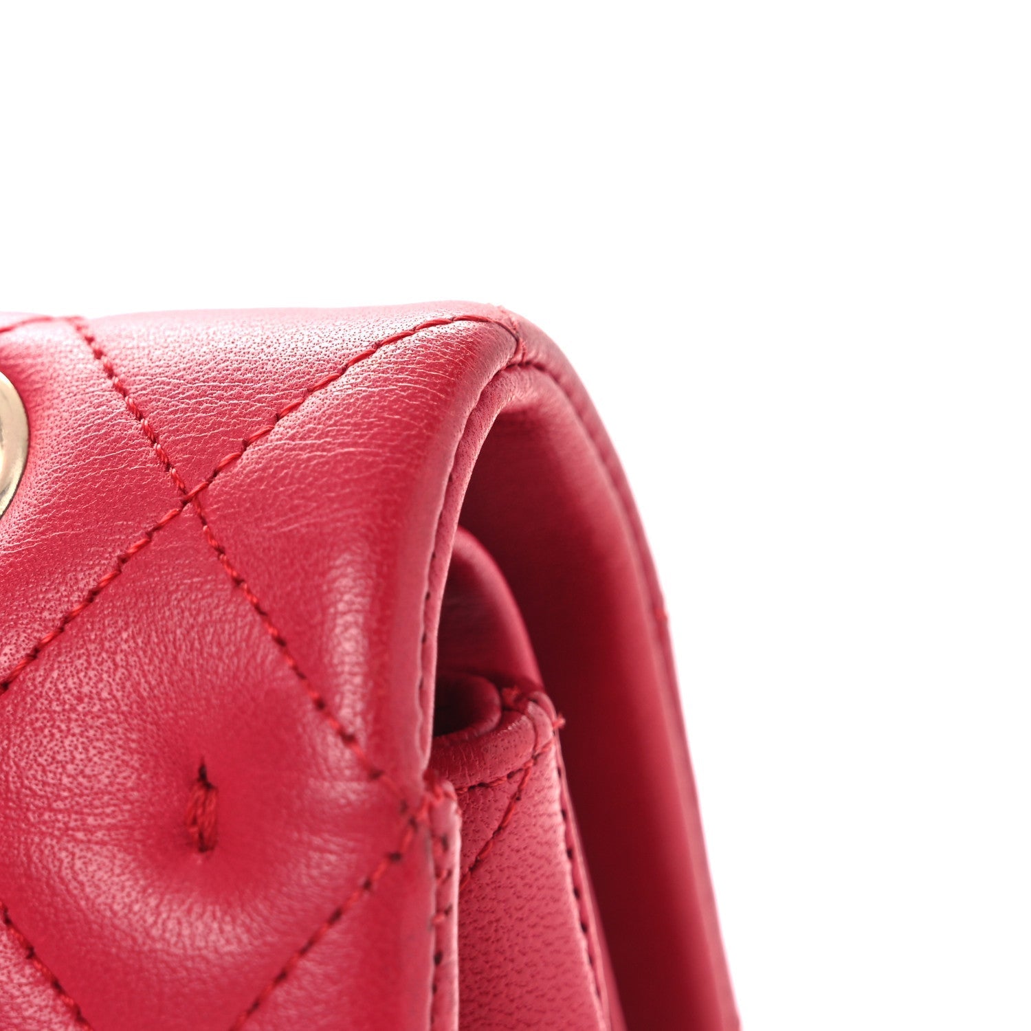 Lambskin Quilted Medium Double Flap Red