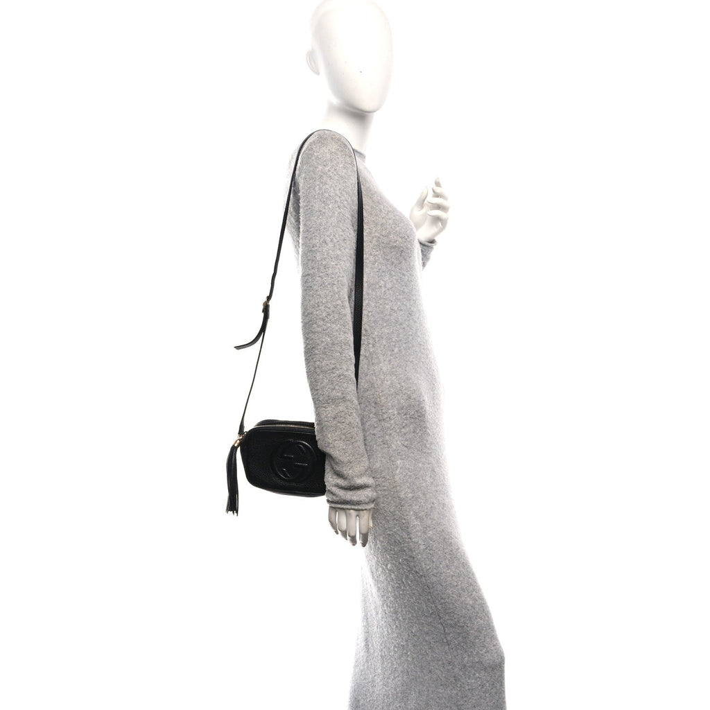 Pebbled Calfskin Small Soho Disco Bag Black