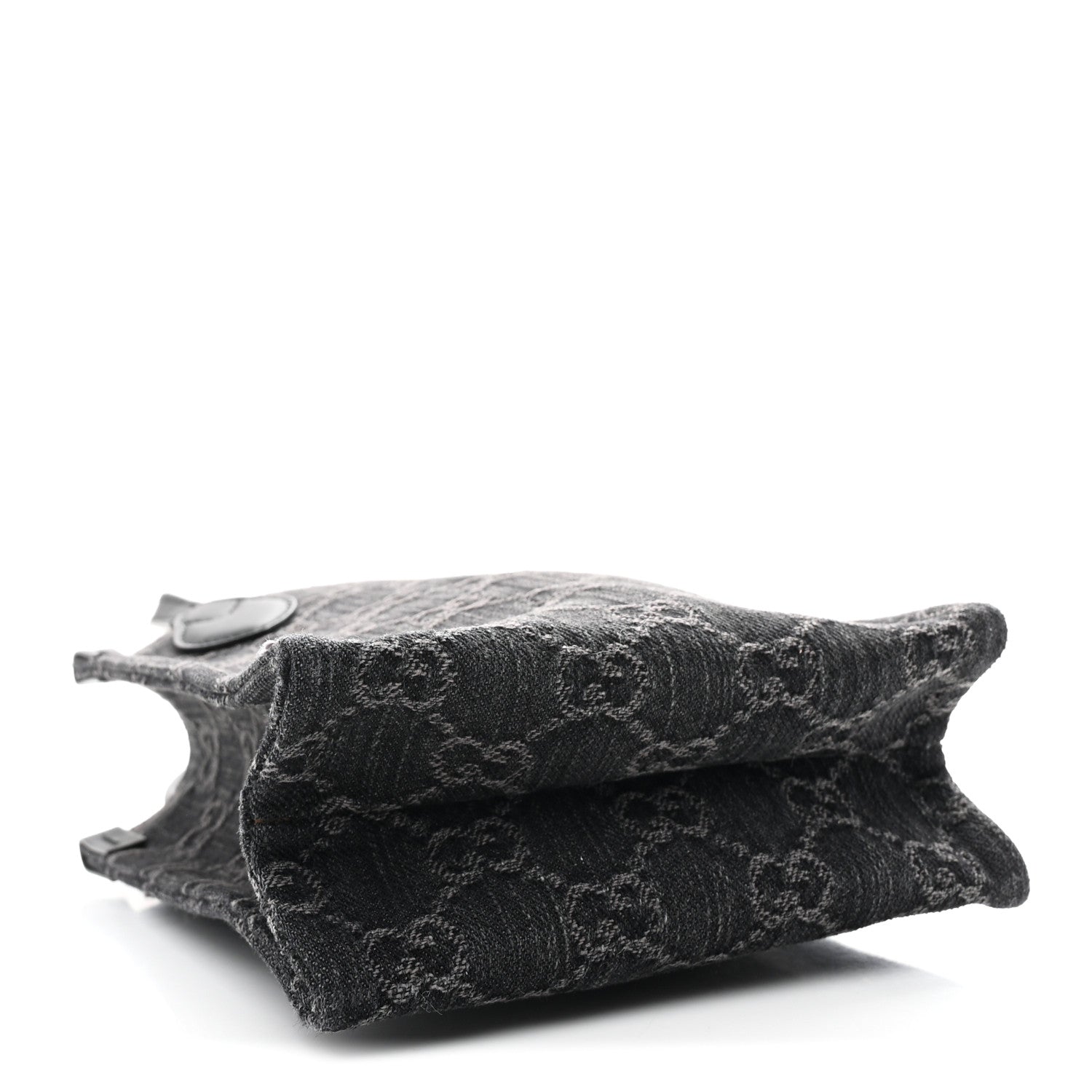 Denim Cuoio Harness GG Monogram Mini Ophidia Tote Bag Black Medium Grey