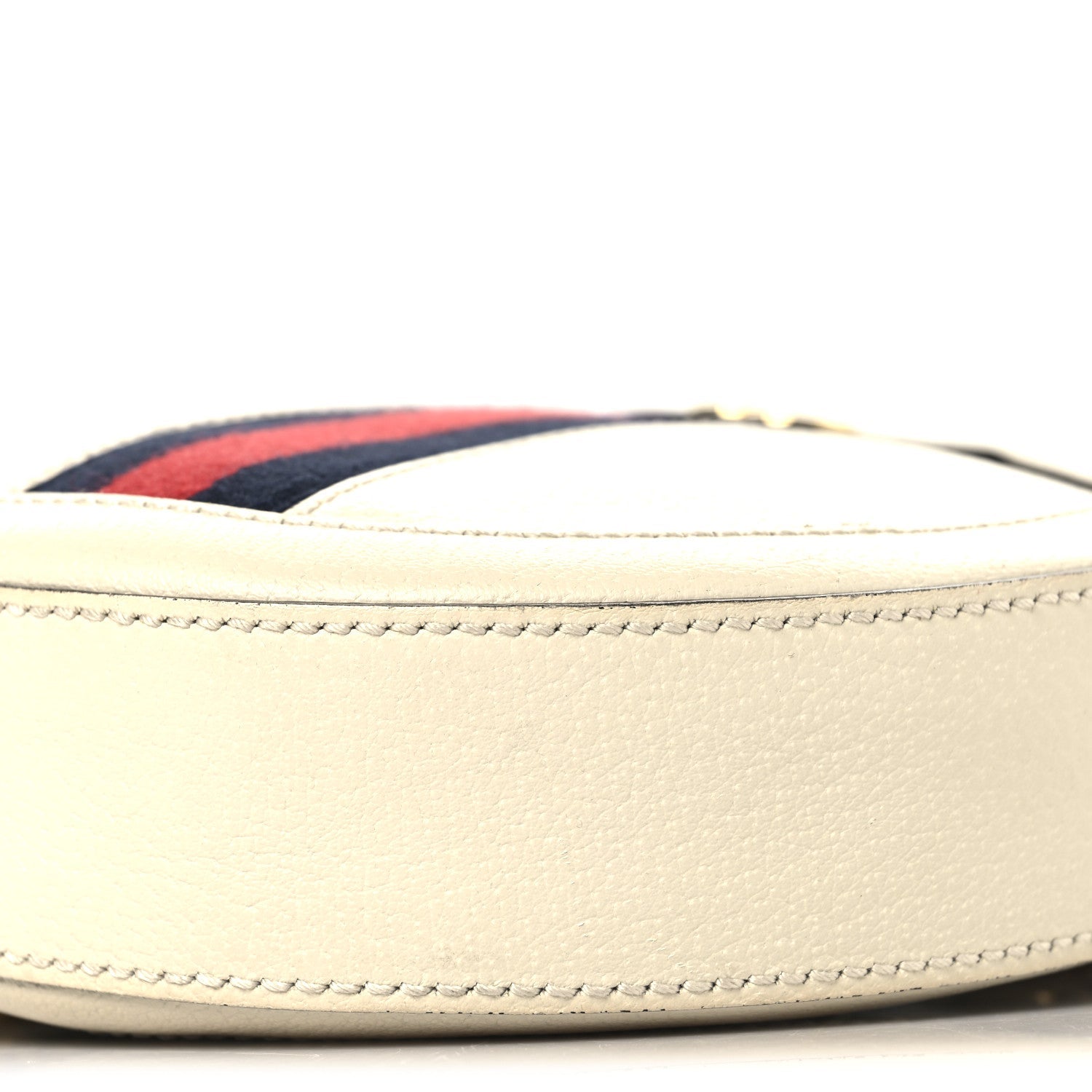 Textured Calfskin Web Mini Ophidia Round Shoulder Bag Mystic White