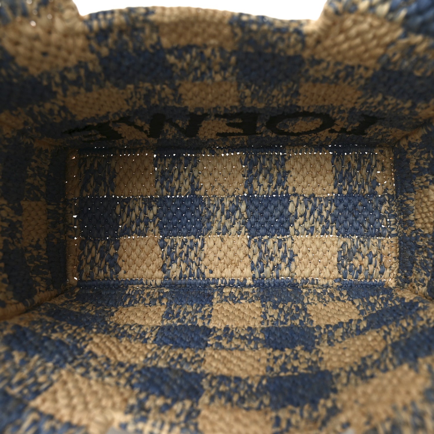 X PAULA'S IBIZA Raffia Small Font Tote Natural Light Blue