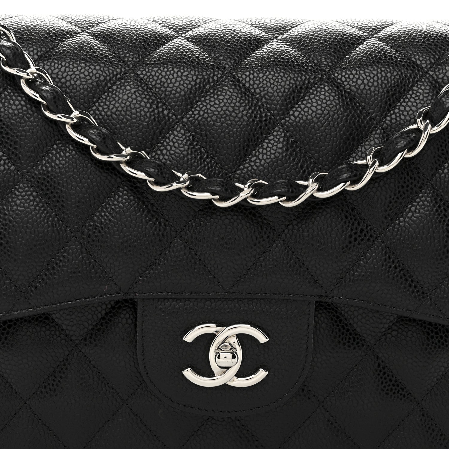 Caviar Quilted Jumbo Double Flap Black
