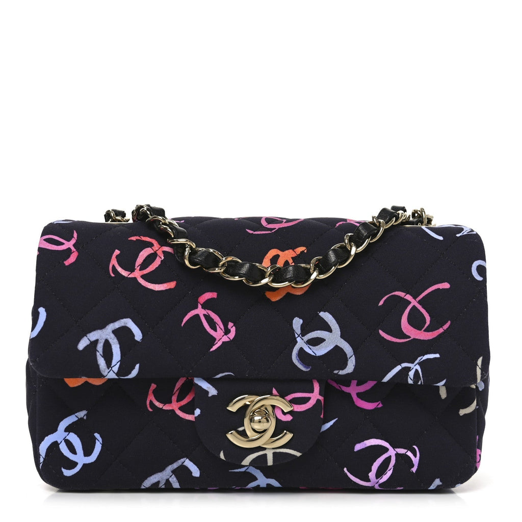 Printed Fabric Quilted Mini Rectangular Flap Black Pink Blue Yellow Orange
