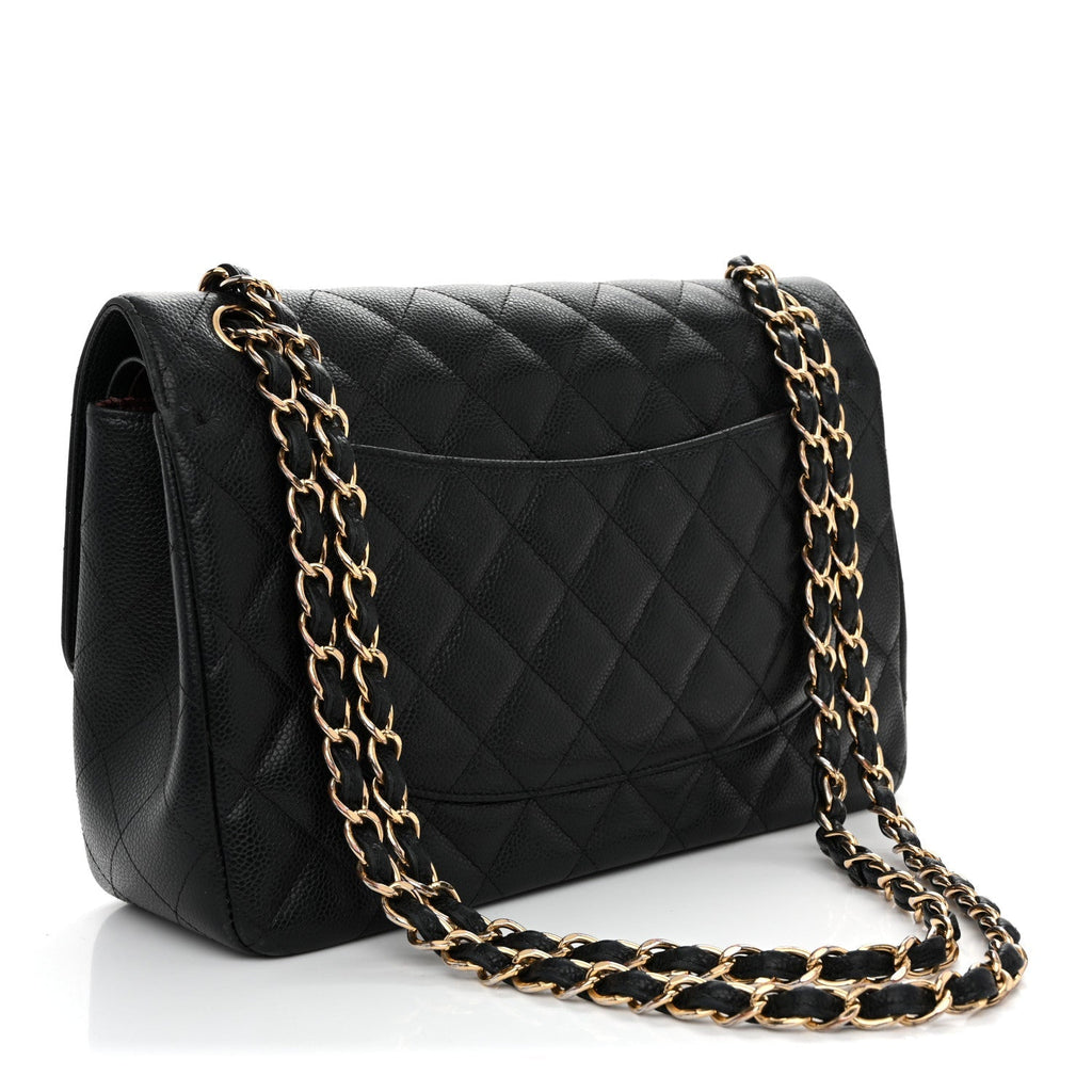 Caviar Quilted Jumbo Double Flap Black
