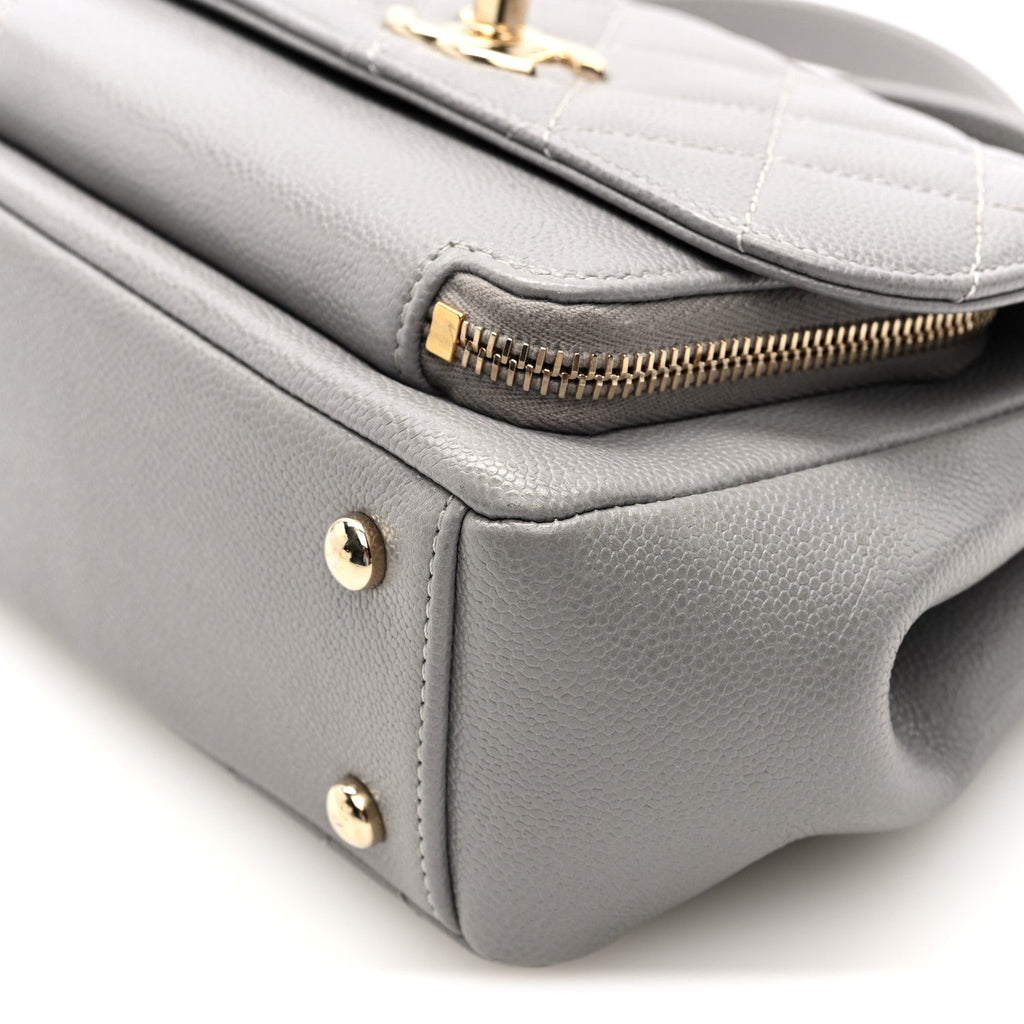 Caviar Quilted Small Business Affinity Flap Grey