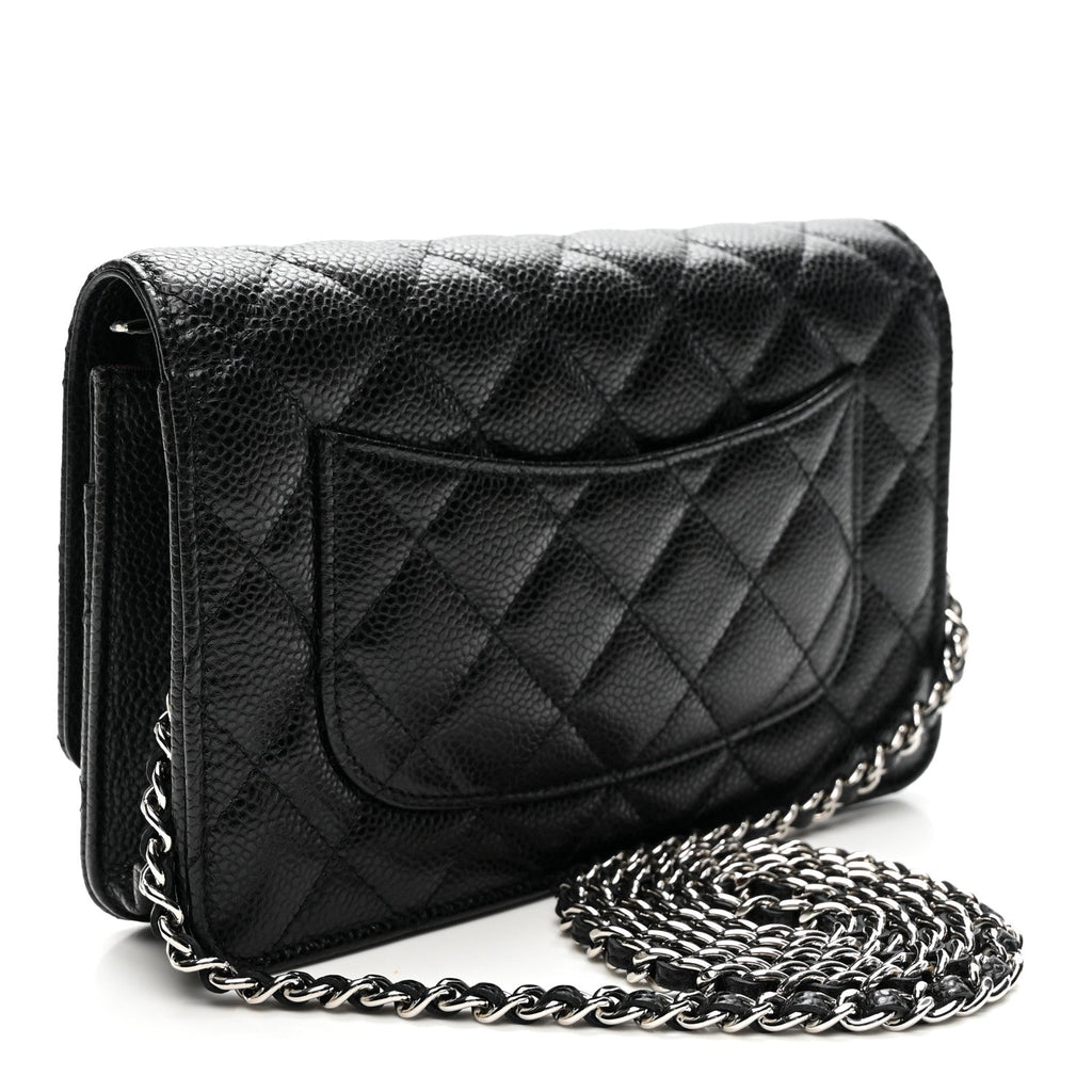 Caviar Quilted Wallet on Chain WOC Black