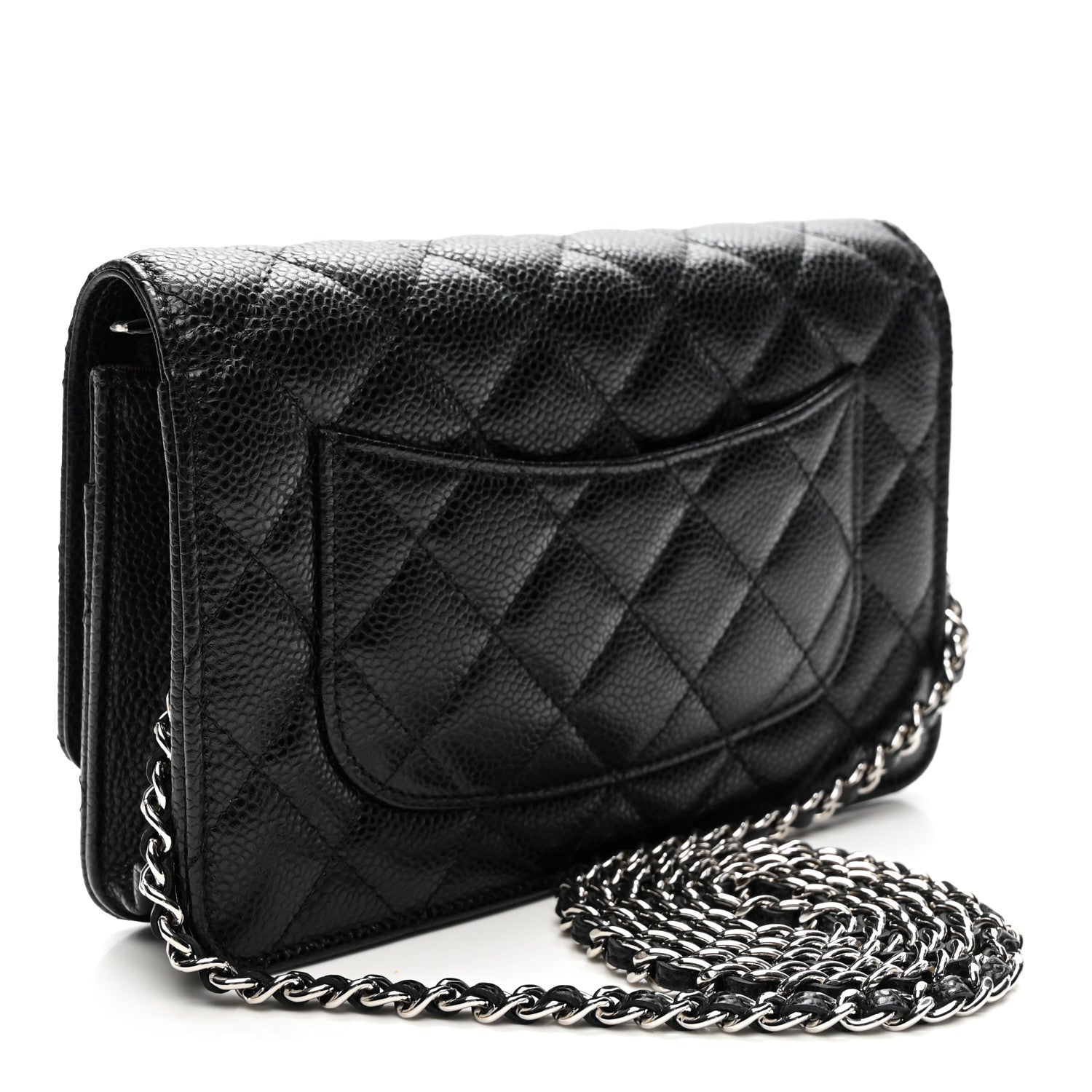 Caviar Quilted Wallet on Chain WOC Black