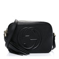Pebbled Calfskin Small Soho Disco Bag Black