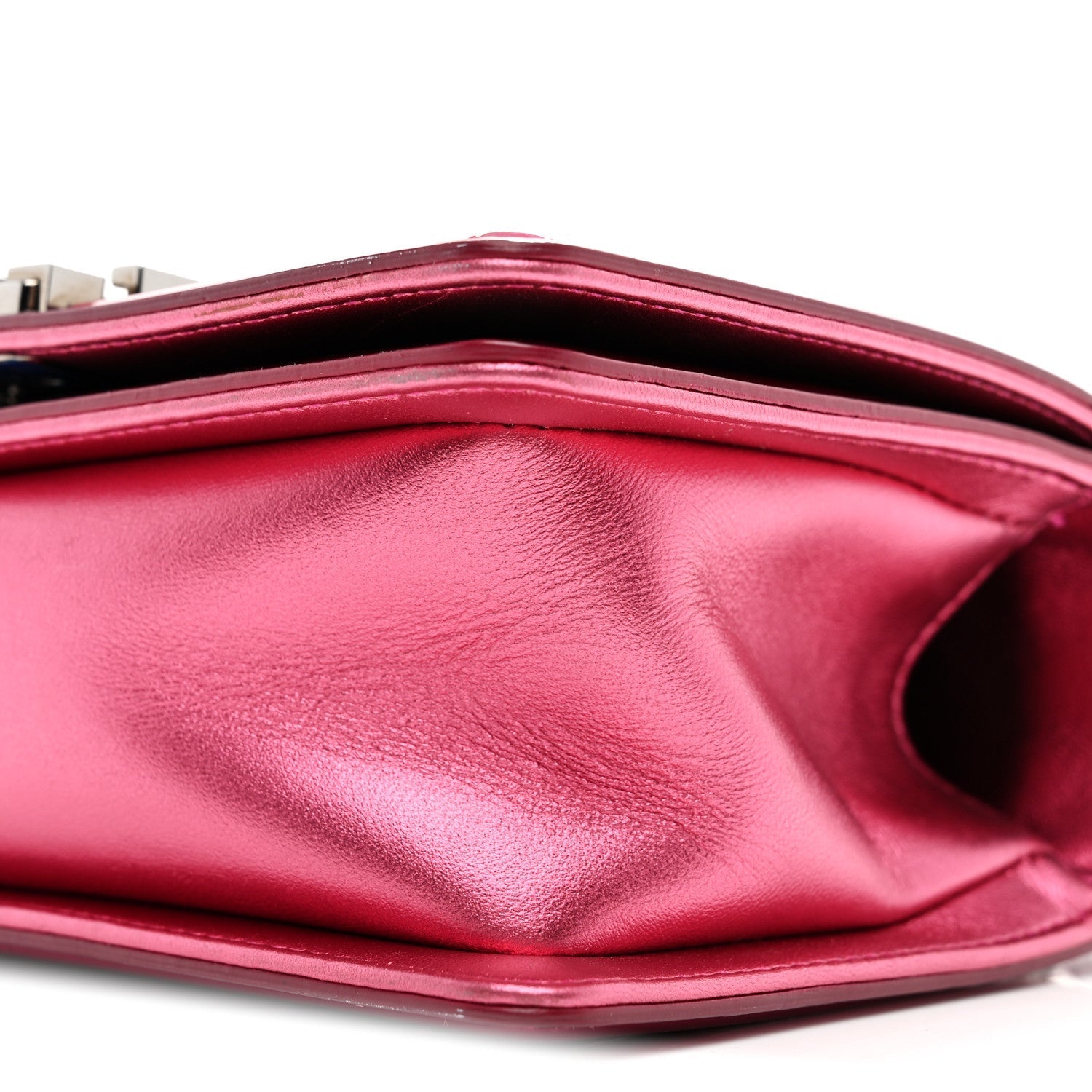 Metallic Patent Calfskin Quilted Small Boy Flap Pink