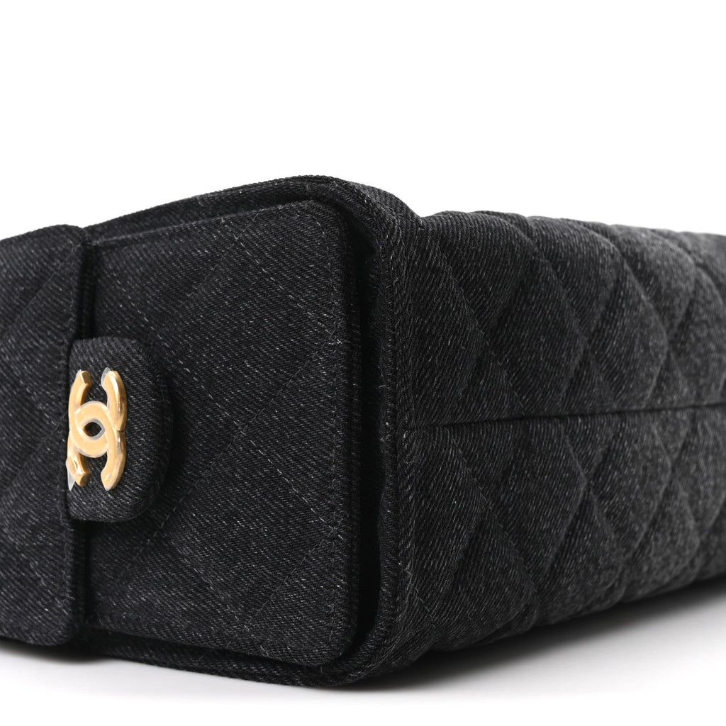 Washed Denim Quilted Mini Chanel 25 Handbag Black