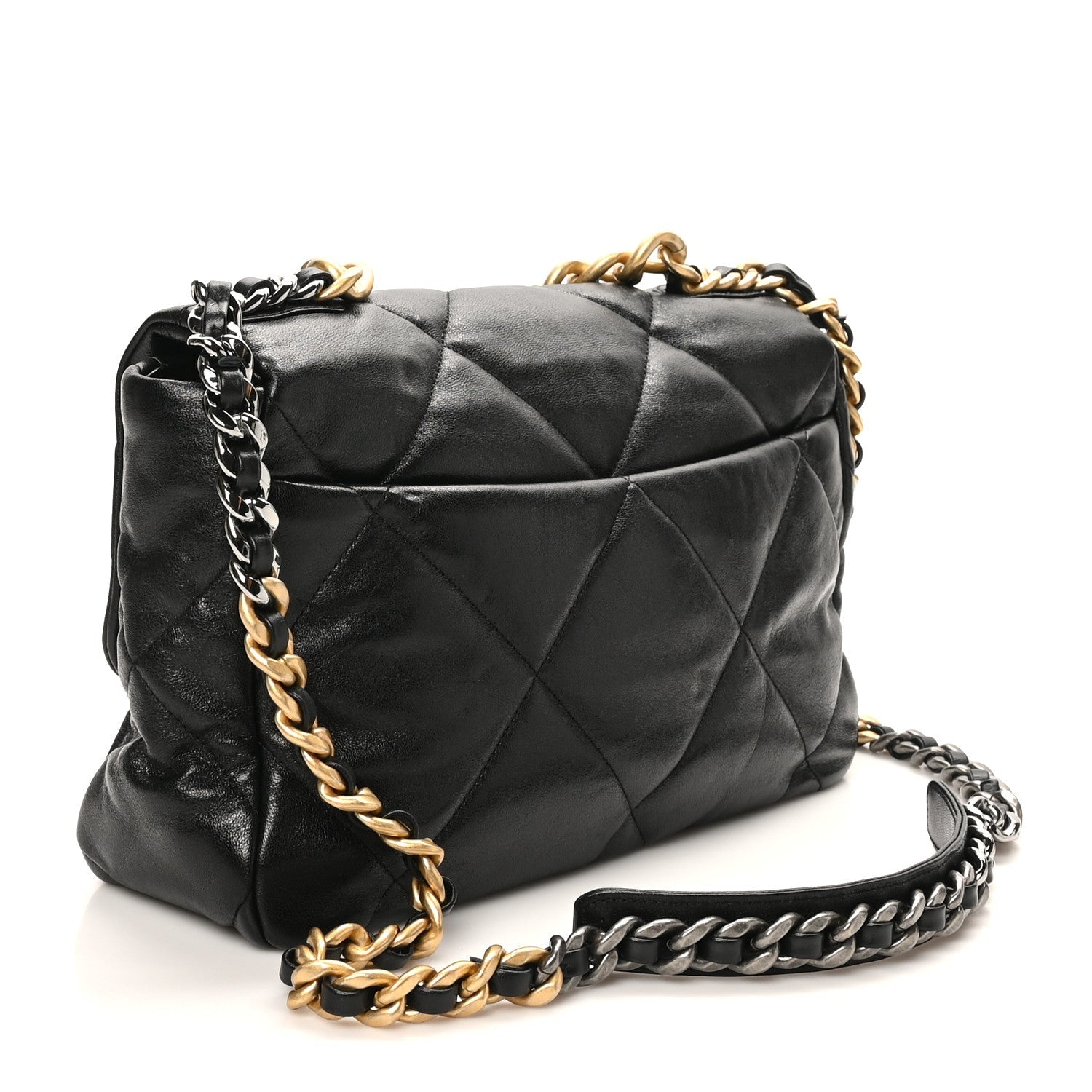 Lambskin Quilted Large Chanel 19 Flap Black