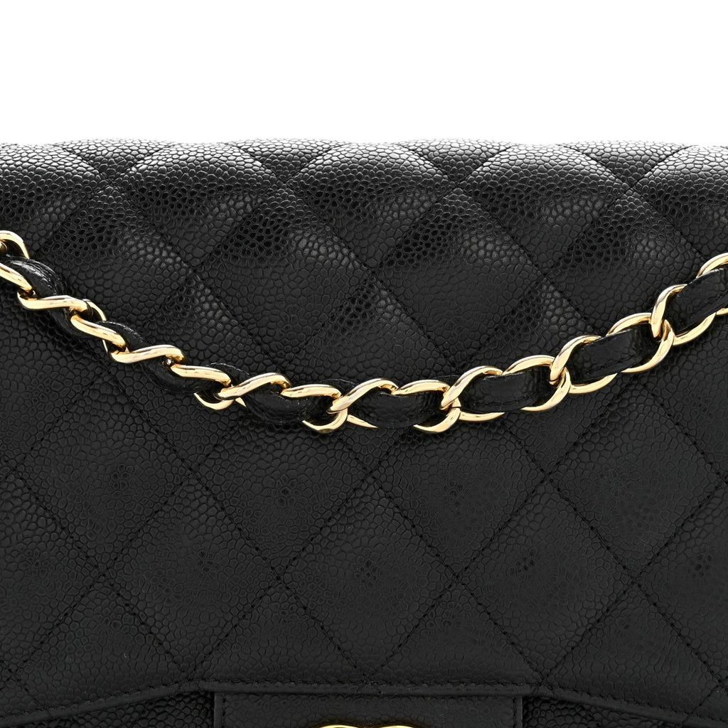 Caviar Quilted Jumbo Double Flap Black