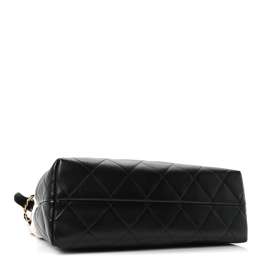 Suede Calfskin Shiny Lambskin Quilted Small Coco Base Shopping Bag Grey Black