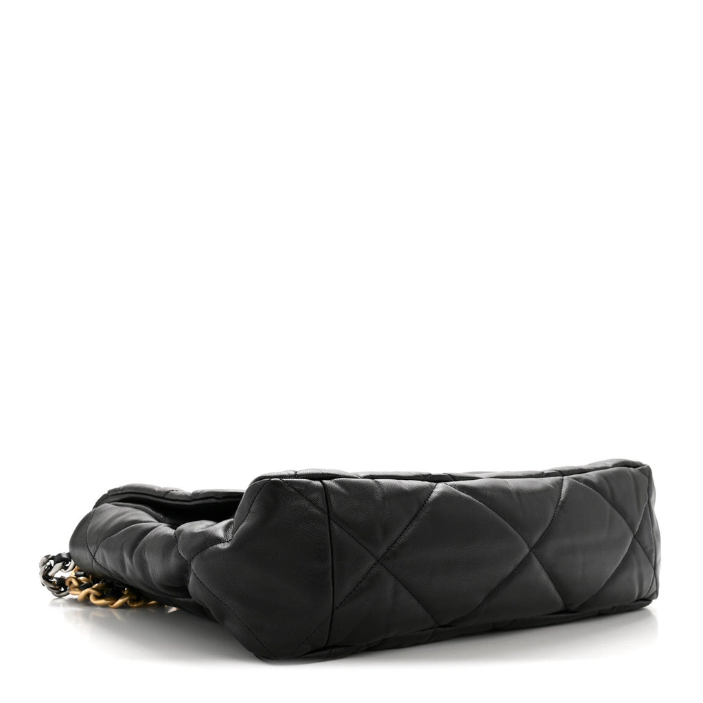 Goatskin Quilted Maxi Chanel 19 Flap Black