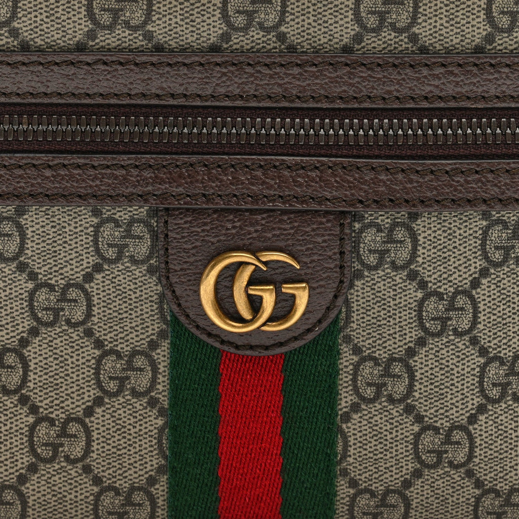 Soft GG Supreme Monogram Medium Ophidia Belt Bag Dark Brown