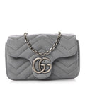 Nubuck Matelasse Mini GG Marmont Shoulder Bag Grey