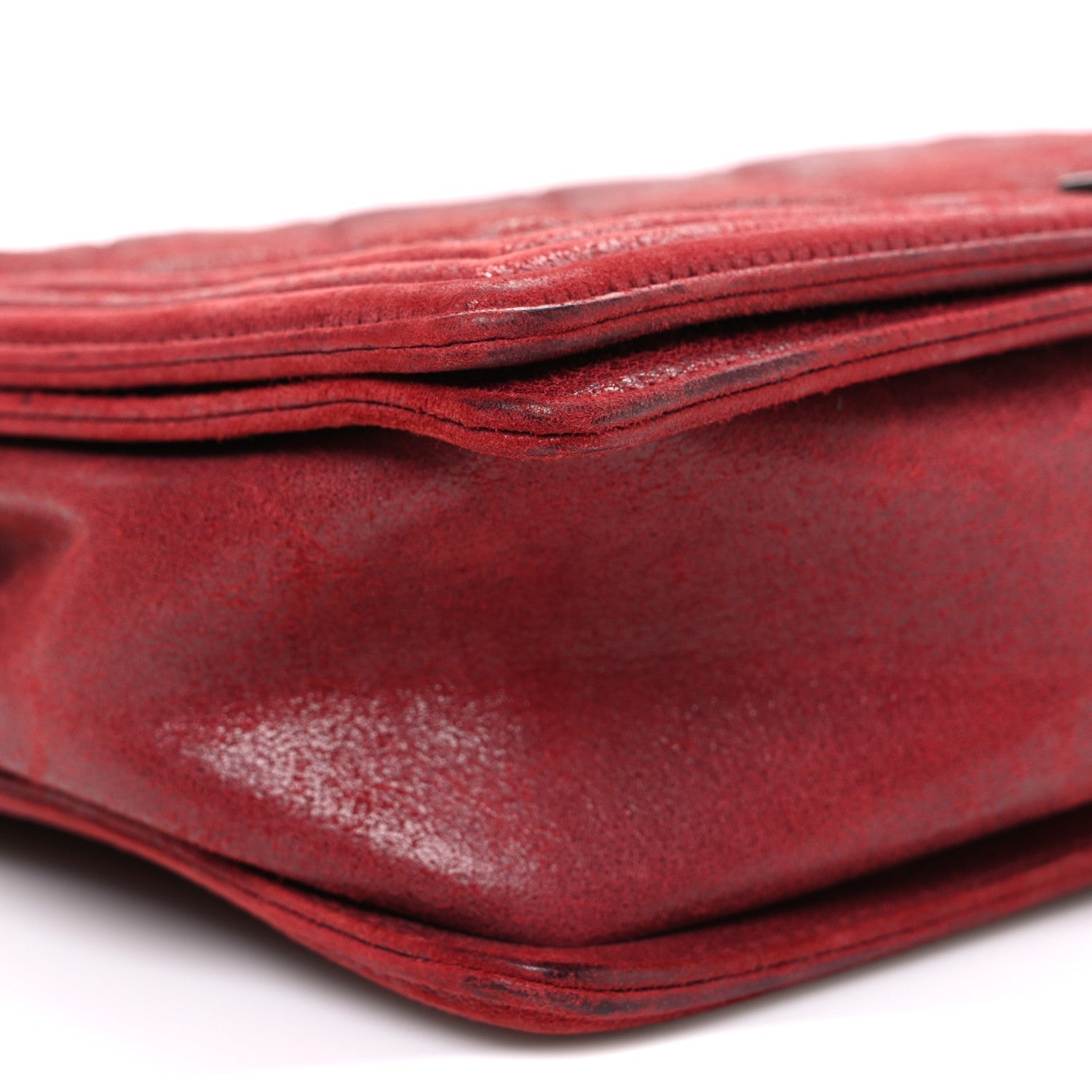 Nubuck Chesterfield Quilted Large Celtic Boy Flap Red