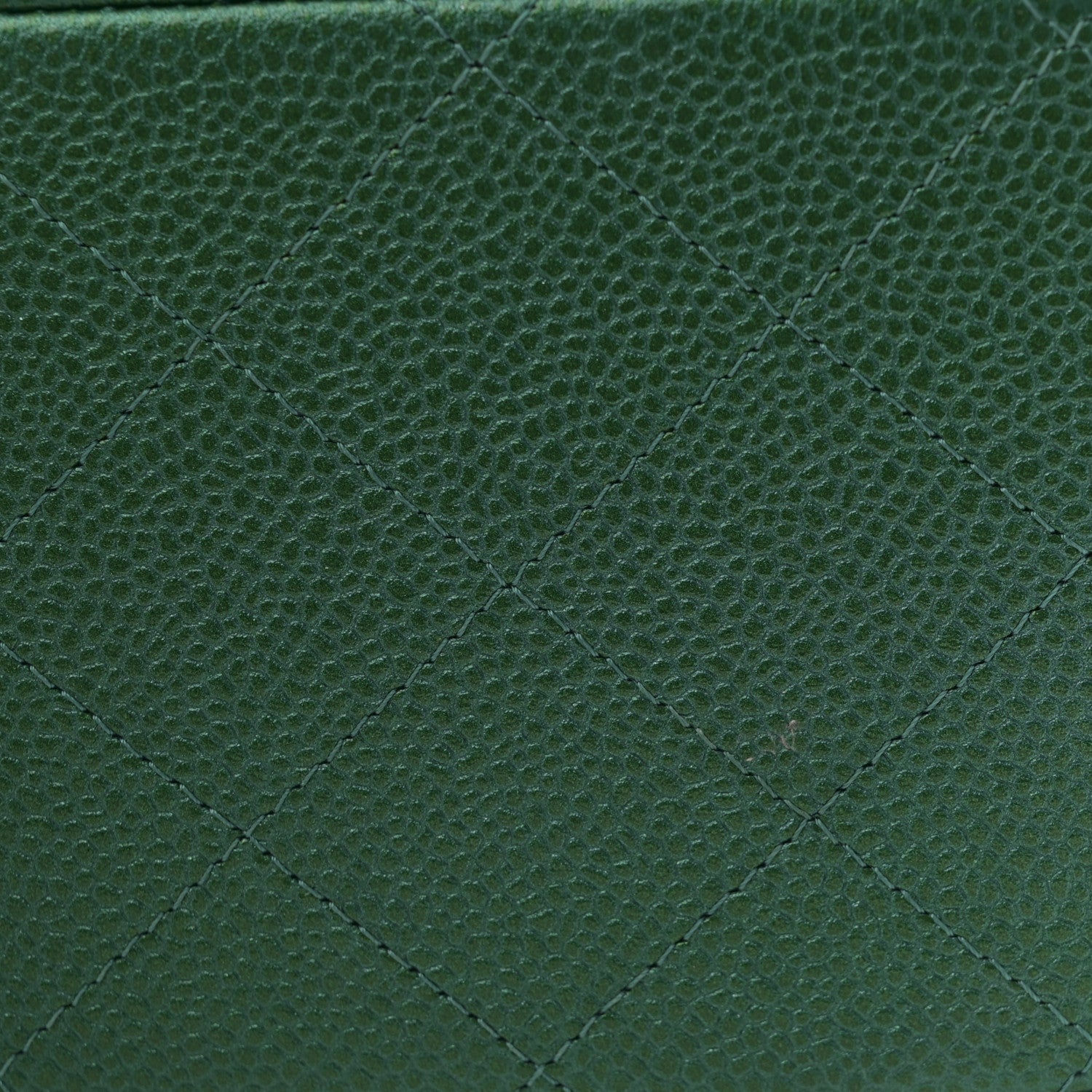 Metallic Caviar Quilted Jumbo Double Flap Green
