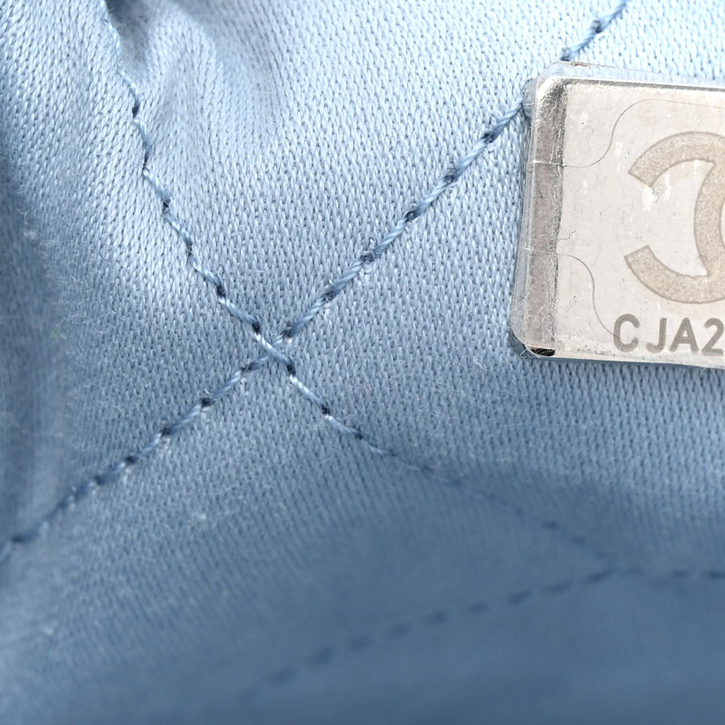 Denim Quilted Chanel 22 Light Blue