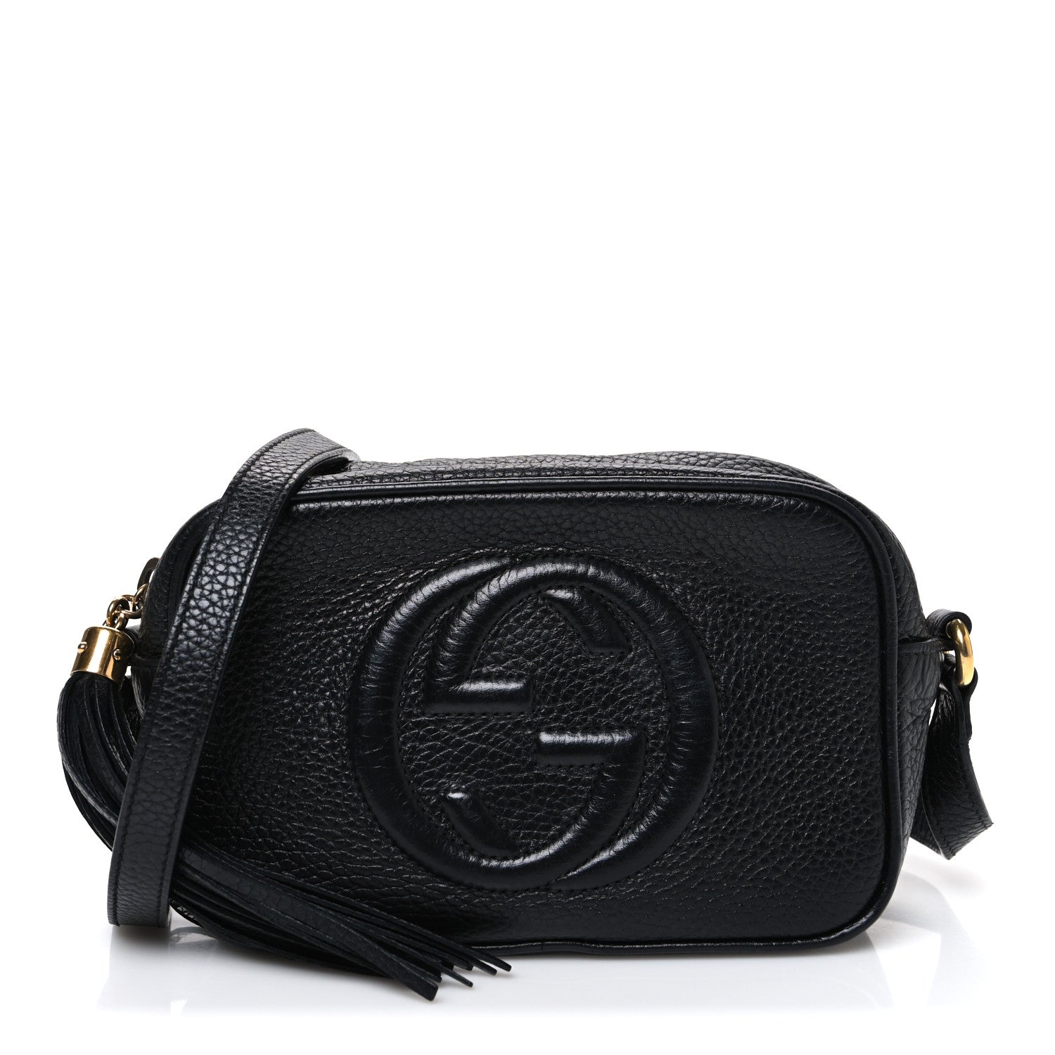Pebbled Calfskin Small Soho Disco Bag Black