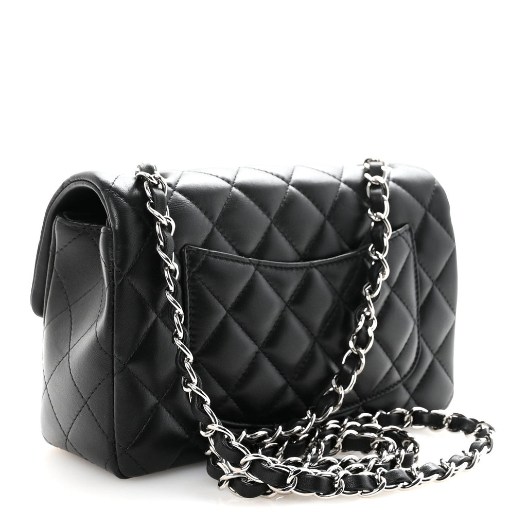 Lambskin Quilted Mini Rectangular Flap Black