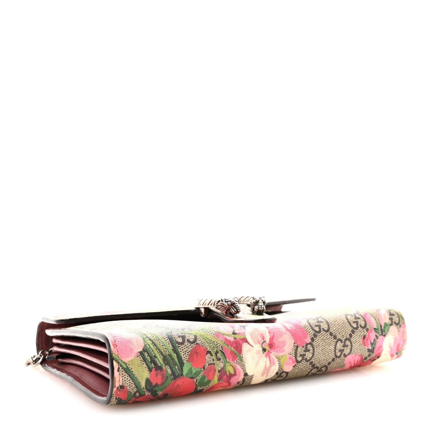 GG Supreme Monogram Blooms Mini Dionysus Chain Wallet Beige Multicolor Dry Rose