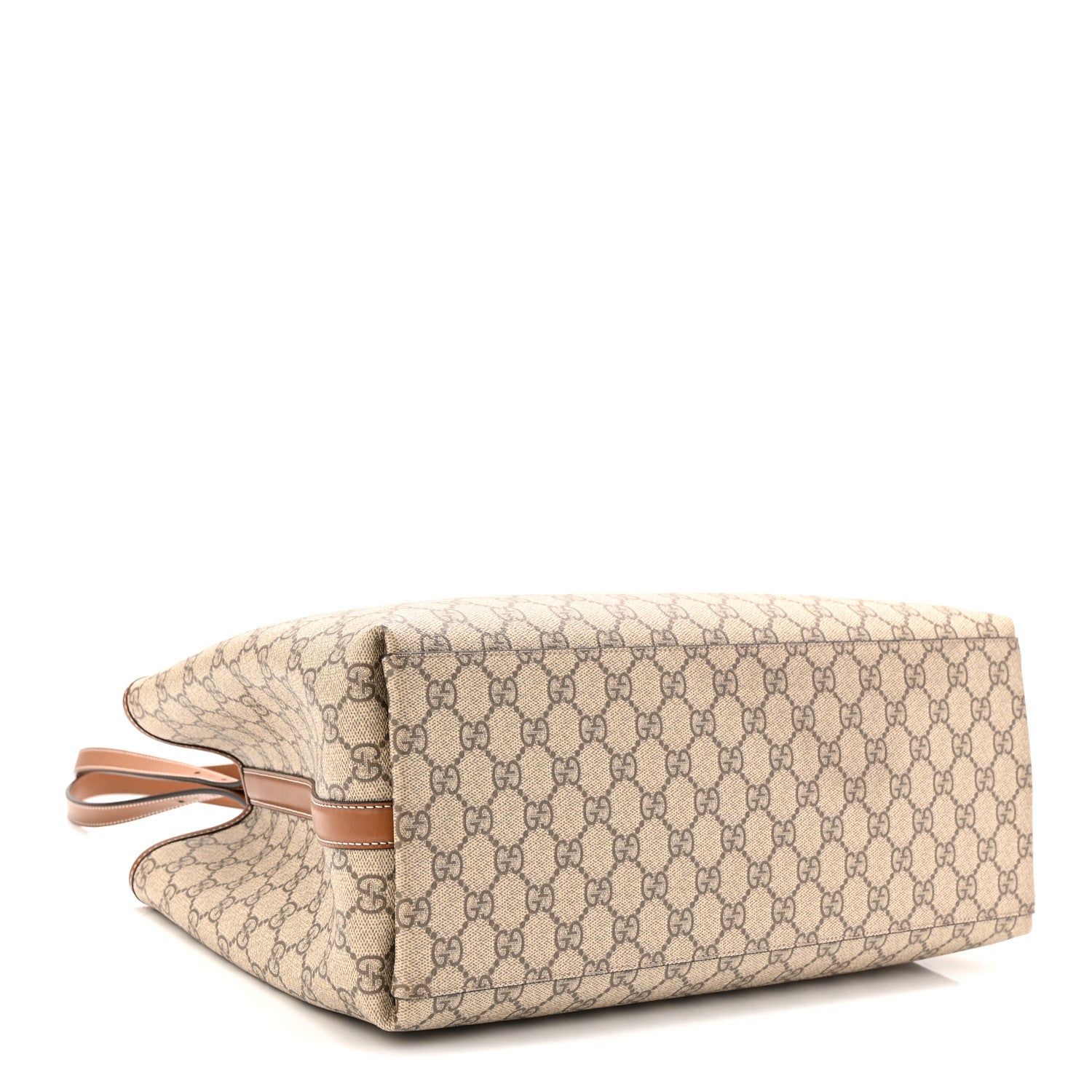 GG Supreme Monogram Emblem Large Tote Bag Beige Dark Brown