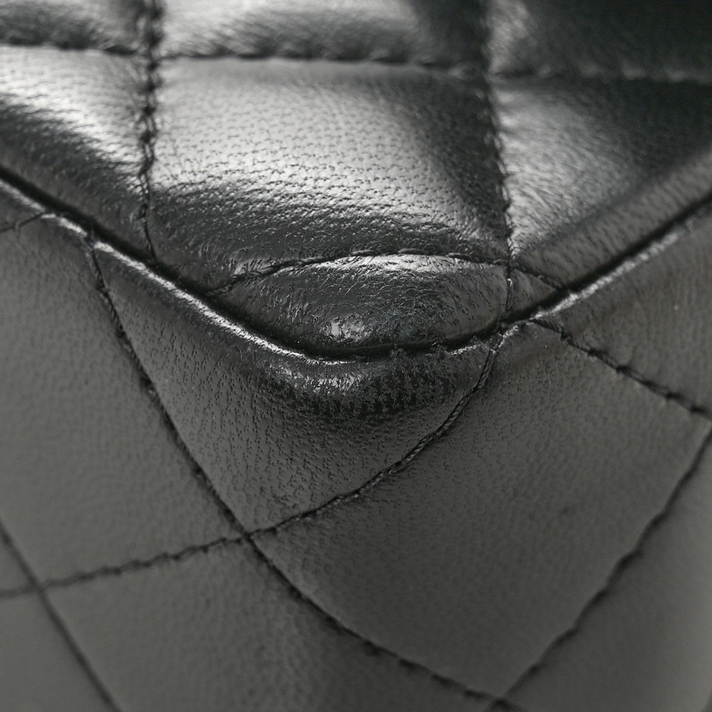 Lambskin Quilted Mini Rectangular Flap Black