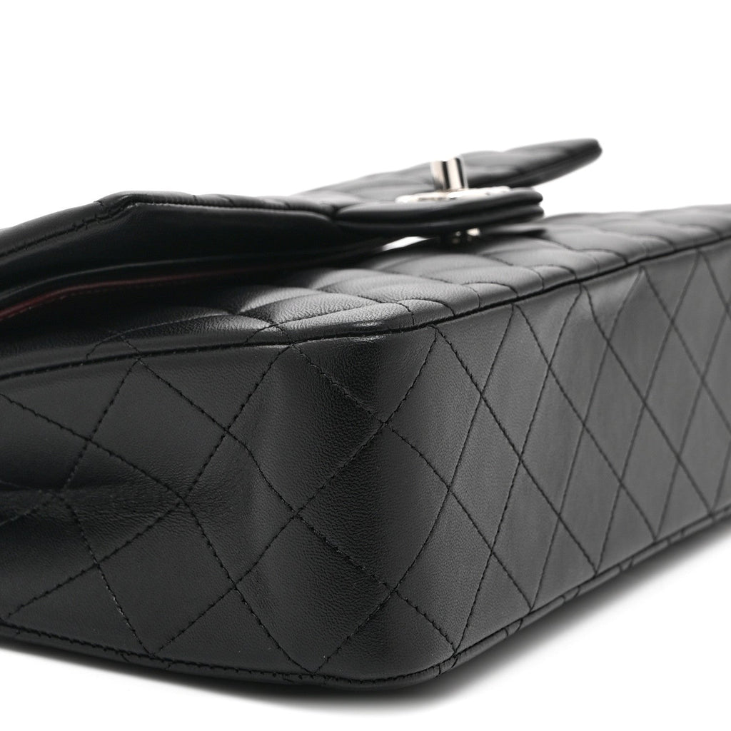 Lambskin Quilted Medium Double Flap Black