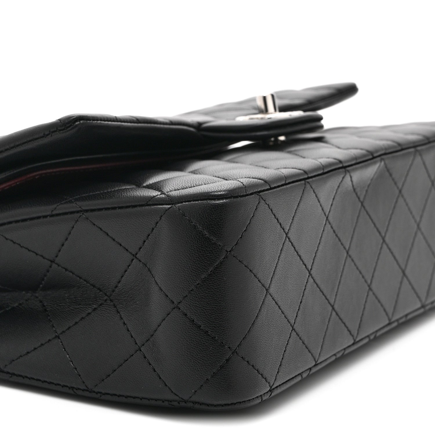 Lambskin Quilted Medium Double Flap Black
