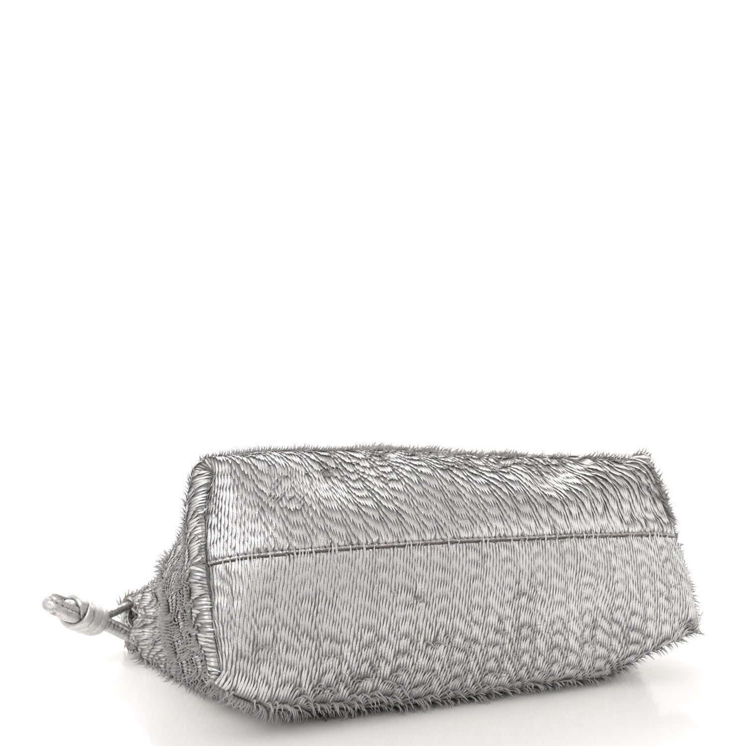 Metallic Nappa Calfskin Fringed Medium Chain Flamenco Knot Purse Silver