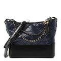 Aged Calfskin Quilted Medium Gabrielle Hobo Navy Black