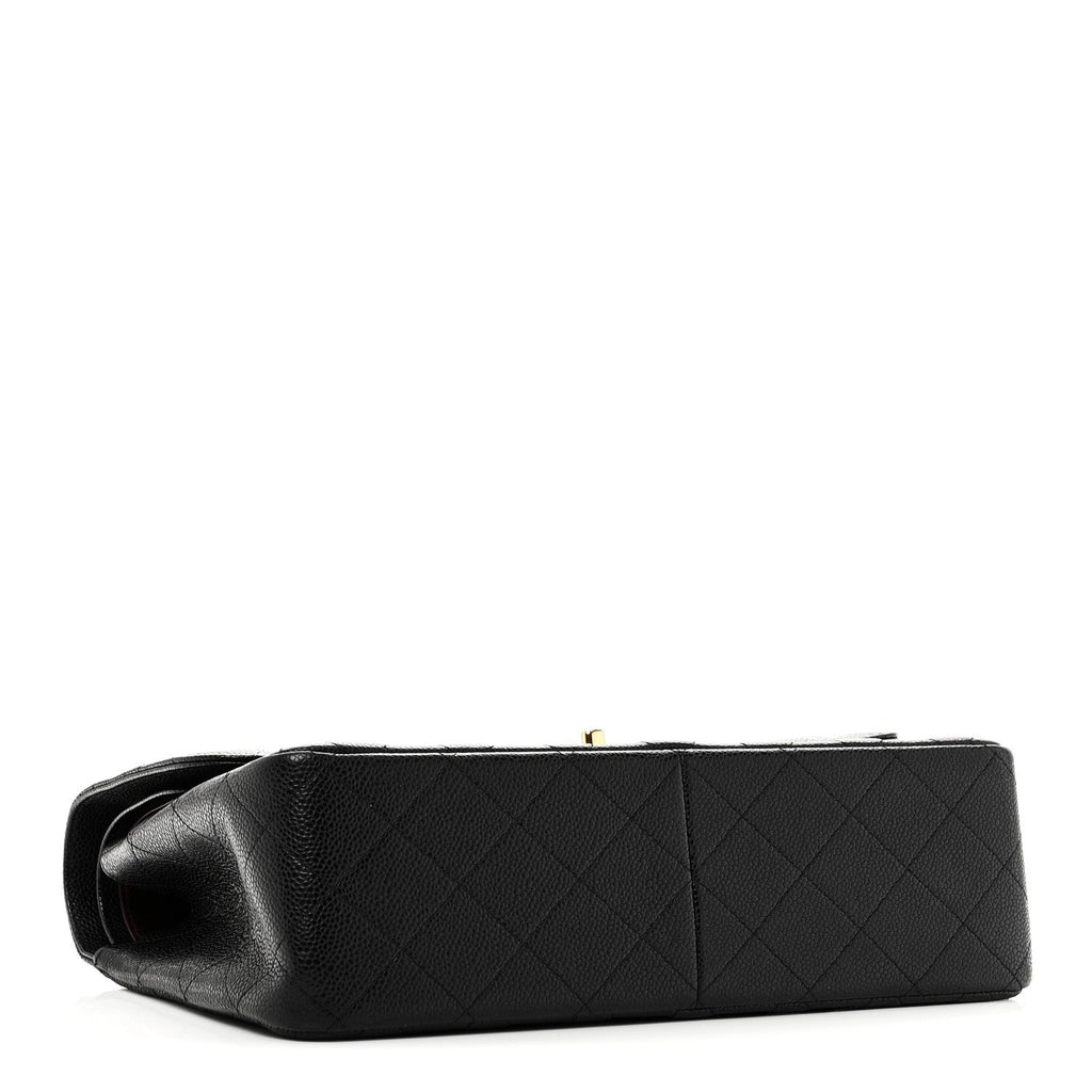 Caviar Quilted Jumbo Double Flap Black