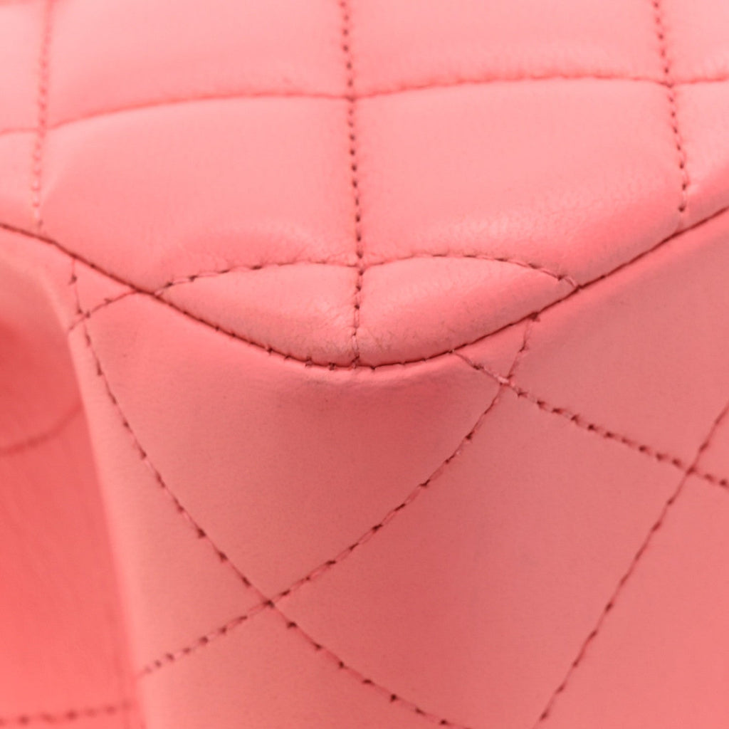 Lambskin Quilted Jumbo Double Flap Pink
