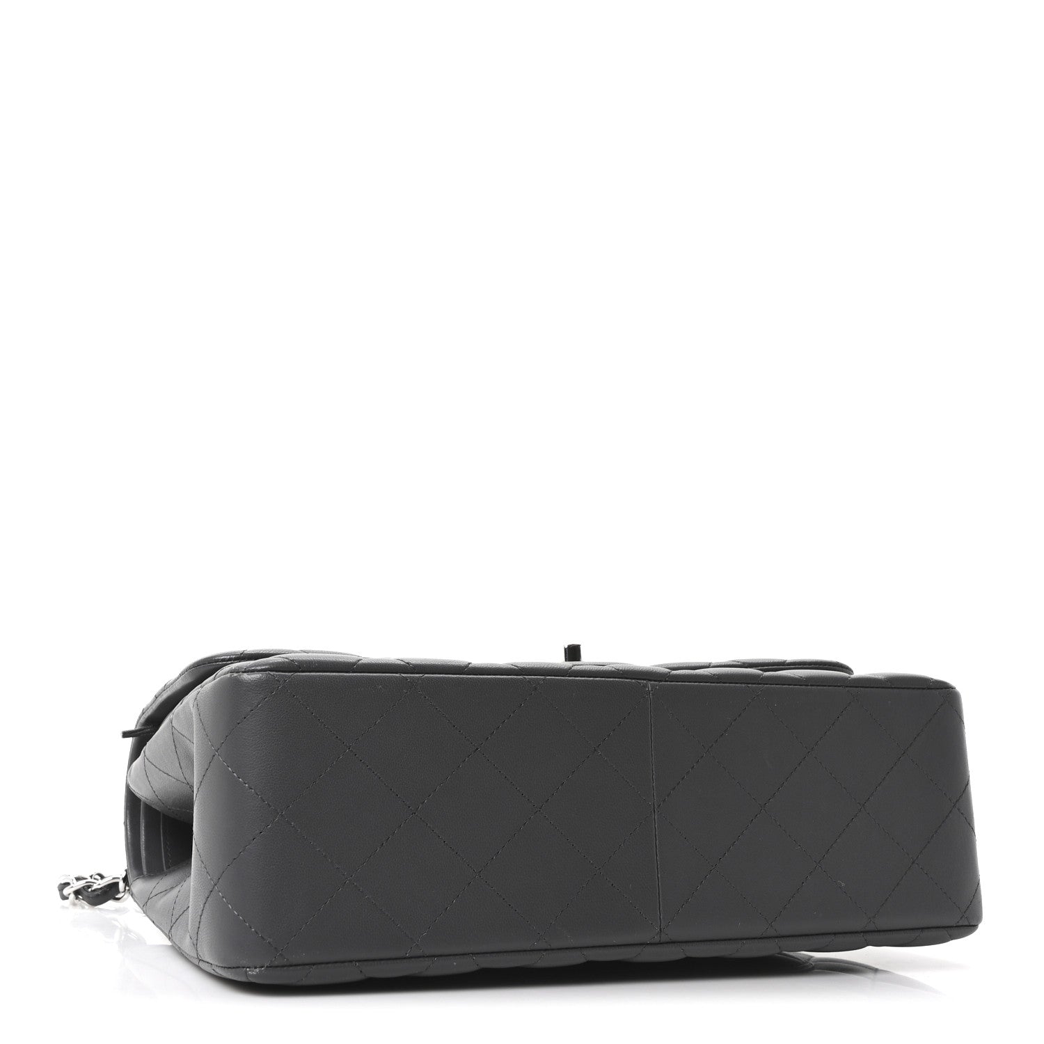 Lambskin Quilted Jumbo Double Flap Dark Grey
