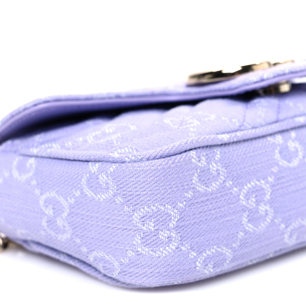 Denim GG Monogram Mini GG Marmont Shoulder Bag Light Purple