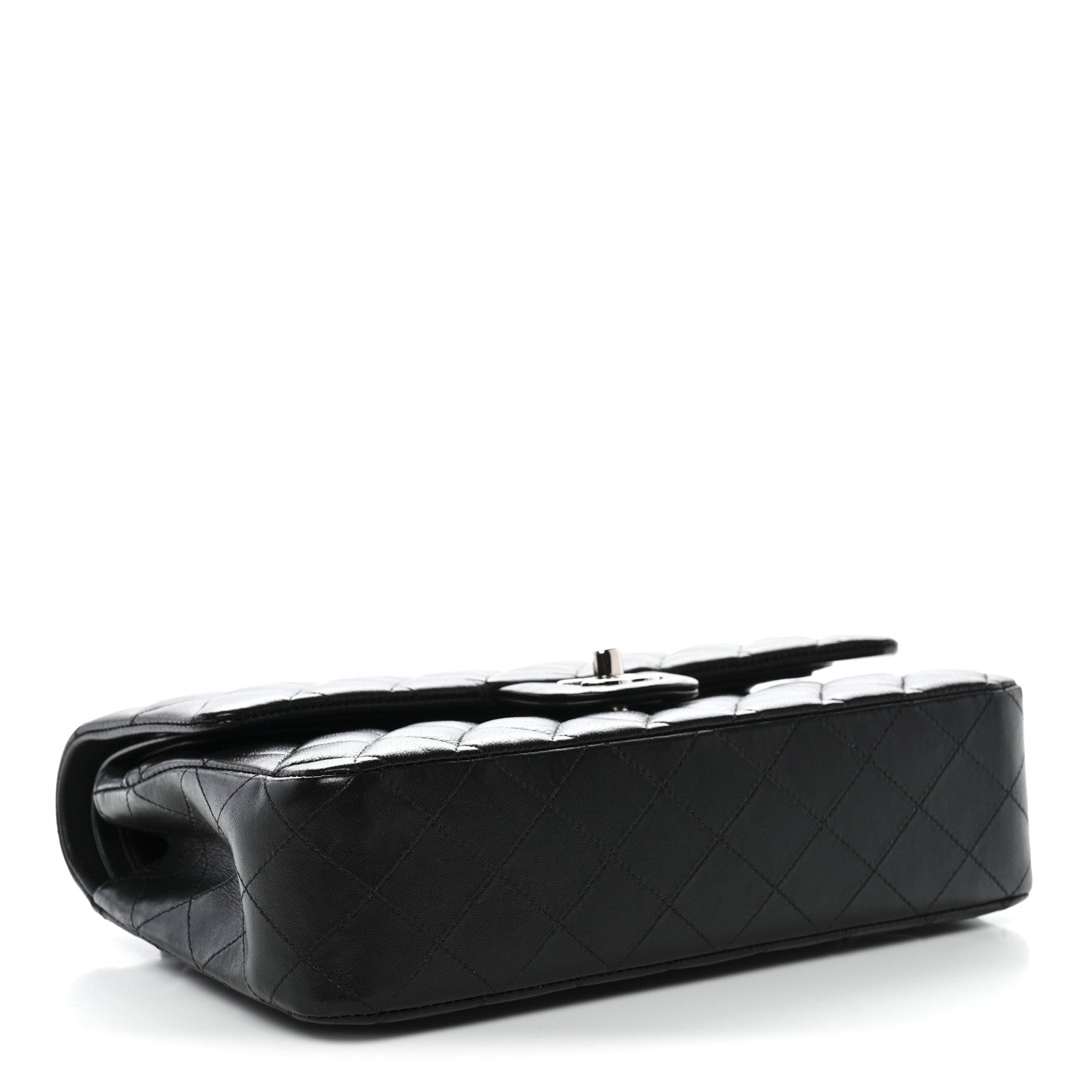 Lambskin Quilted Medium Double Flap Black