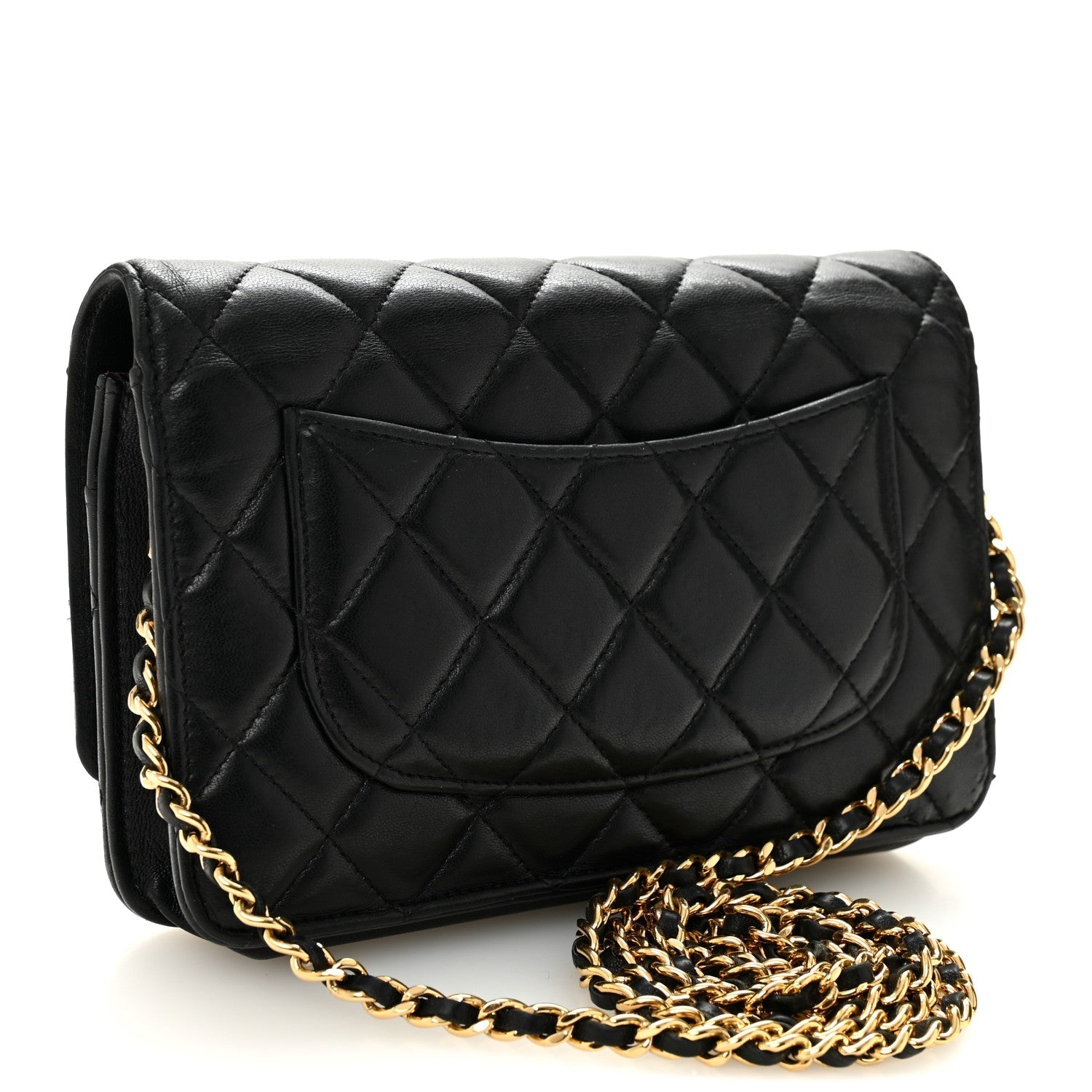 Lambskin Quilted Wallet On Chain WOC Black