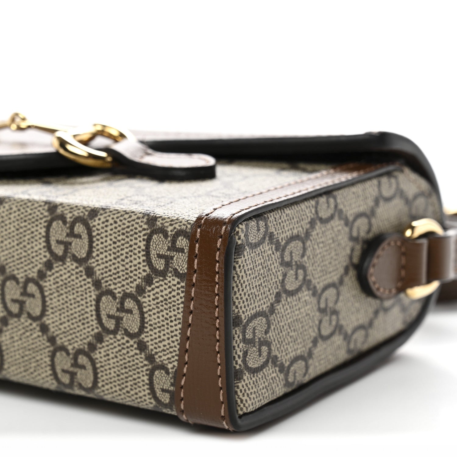 GG Supreme Monogram Mini Horsebit 1955 Shoulder Bag Beige Brown Sugar