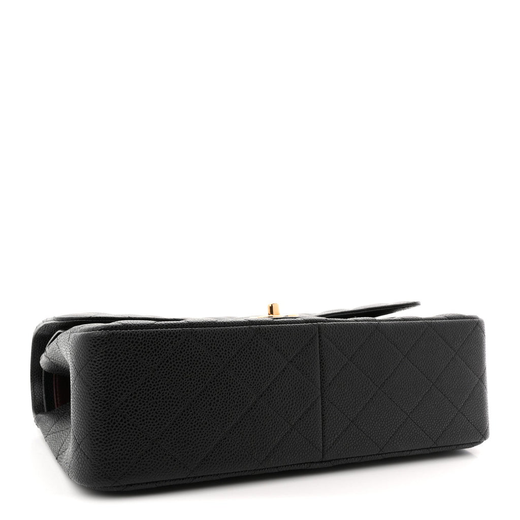 Caviar Quilted Jumbo Double Flap Black