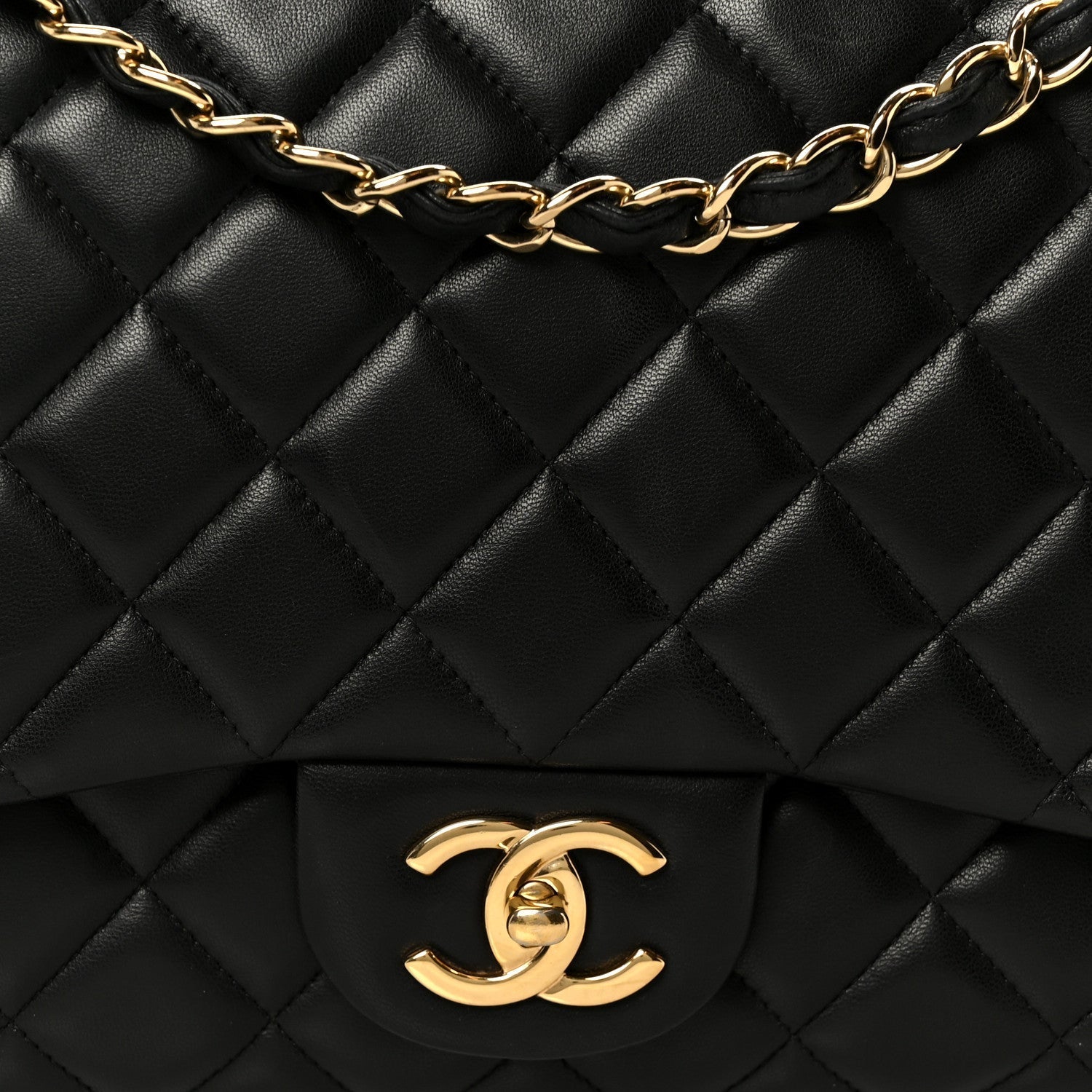 Lambskin Quilted Maxi Double Flap Black