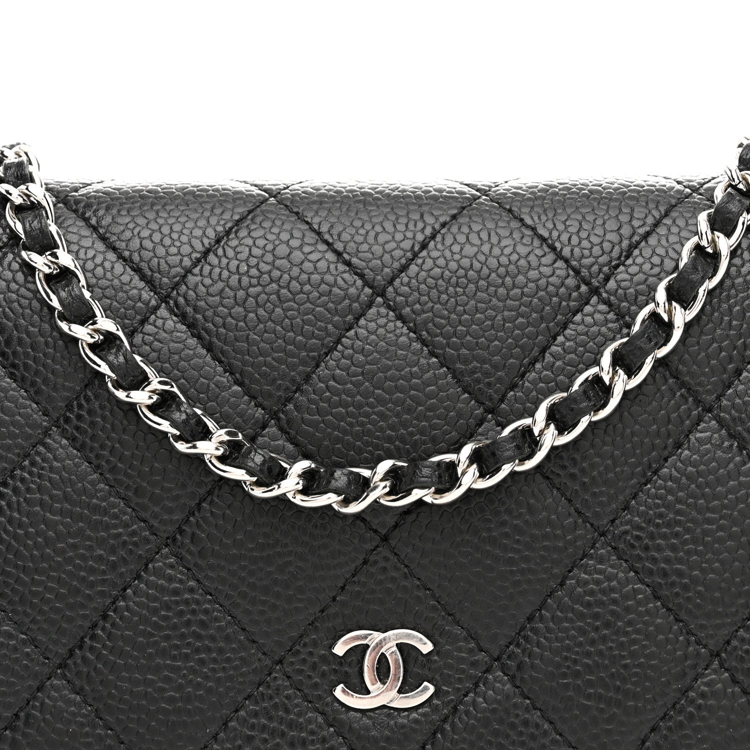 Caviar Quilted Wallet on Chain WOC Black