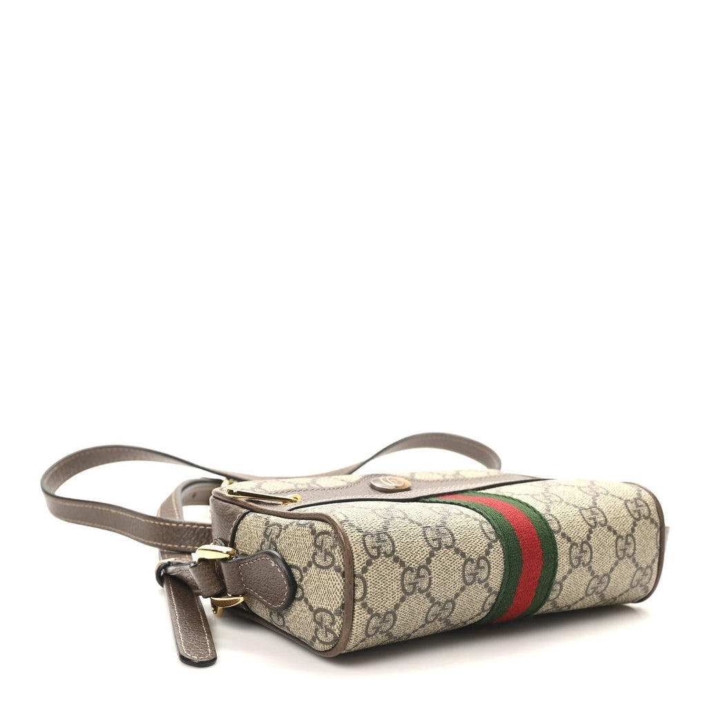 GG Supreme Monogram Web Mini Ophidia Shoulder Bag Brown