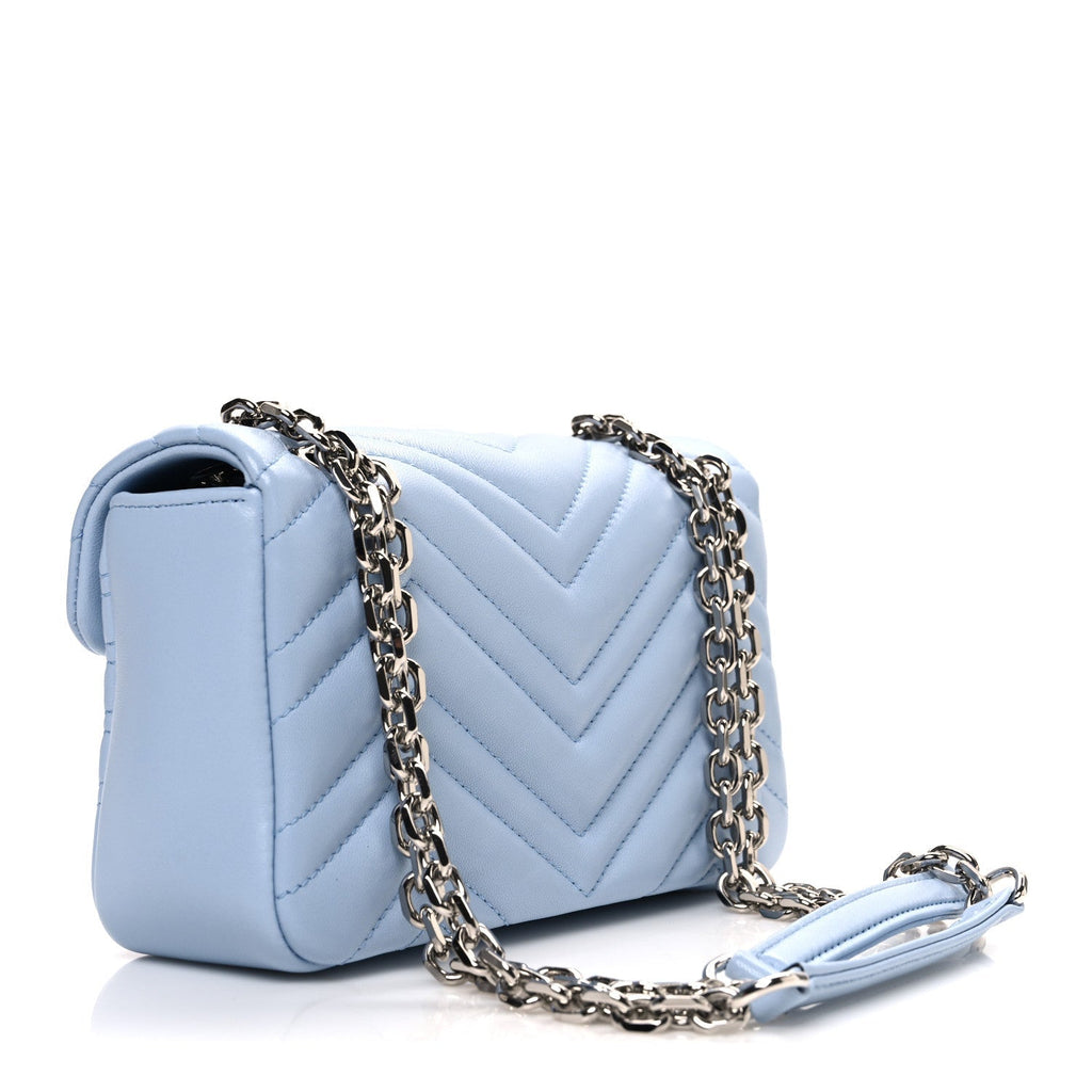 Lambskin Matelasse Small GG Marmont Shoulder Bag Light Blue
