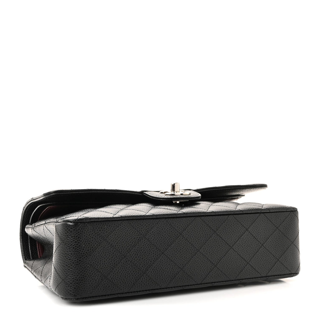 Caviar Quilted Medium Double Flap Black