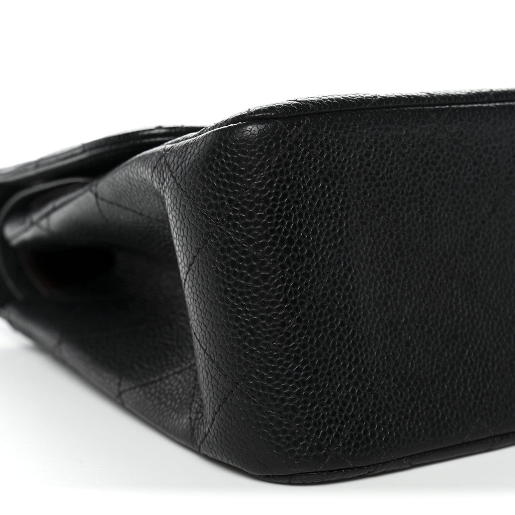 Caviar Quilted Jumbo Double Flap Black