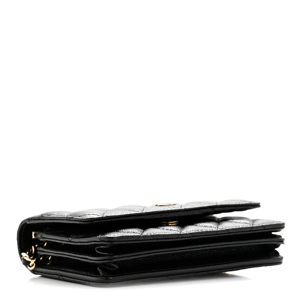 Caviar Quilted Mini Wallet On Chain WOC Black